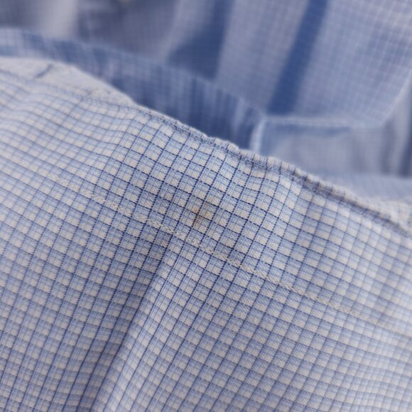 Ermenegildo Zegna 15.5 Cotton Tailored Blue French Cuff Check Men Shirt Spread - Picture 15 of 16